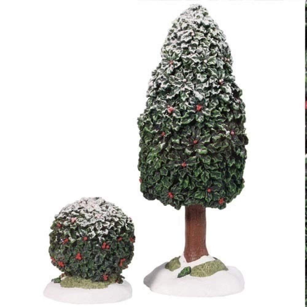 DEPT 56 HOLLY TREE AND BUSH CHRISTMAS VILLAGE ACCESSORY - RETIRED